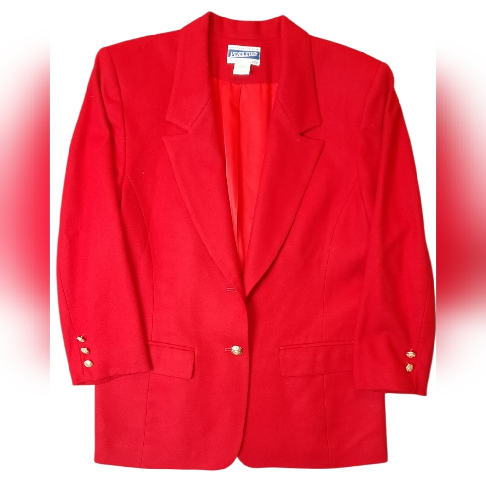Pendleton Blazer Womans 10 Red Wool Business Casual Formal Travel Workwear
